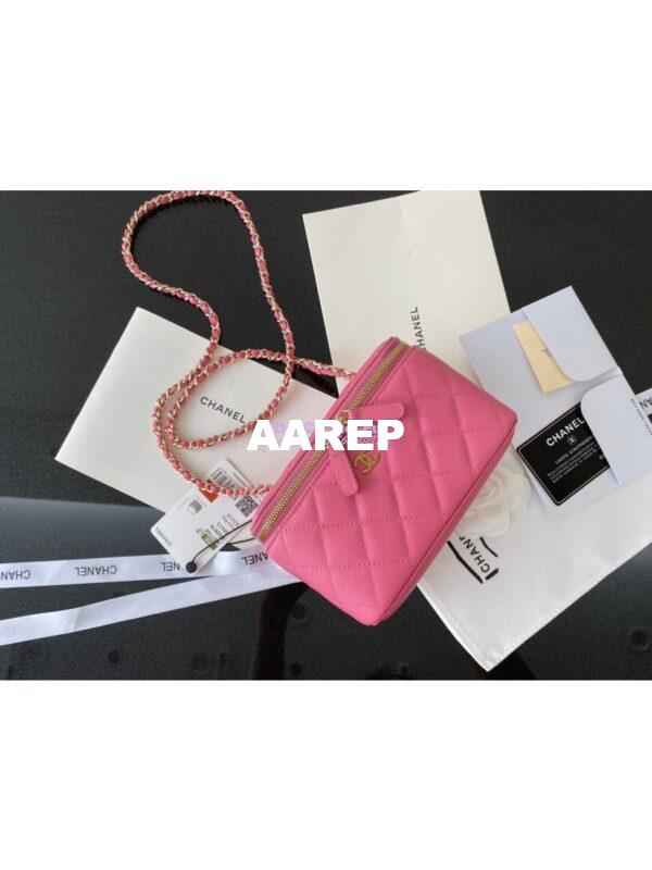 Replica Chanel Small Vanity With Classic Chain in Grained Calfskin AP1341 Pink 6