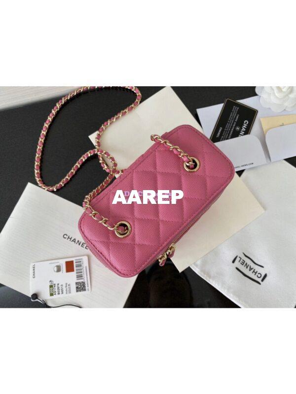 Replica Chanel Small Vanity With Classic Chain in Grained Calfskin AP1341 Pink 8