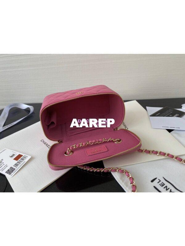 Replica Chanel Small Vanity With Classic Chain in Grained Calfskin AP1341 Pink 10