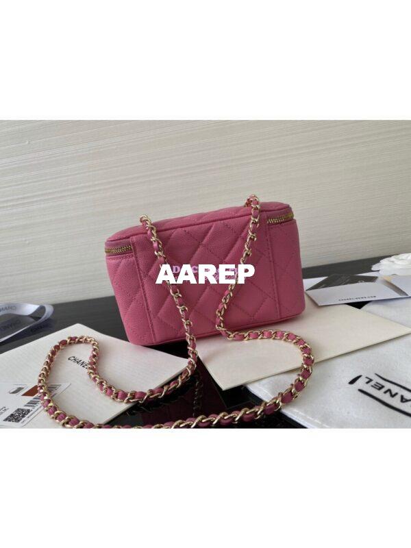 Replica Chanel Small Vanity With Classic Chain in Grained Calfskin AP1341 Pink 14