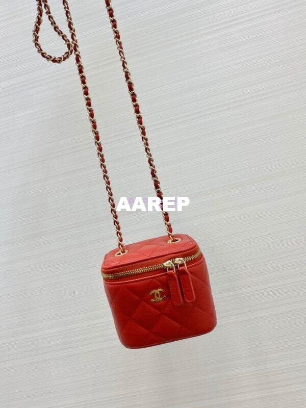 Replica Chanel Mini Vanity With Classic Chain in Grained Calfskin AP1340 Red