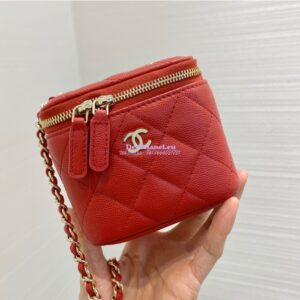 Replica Chanel Mini Vanity With Classic Chain in Grained Calfskin AP1340 Red 2