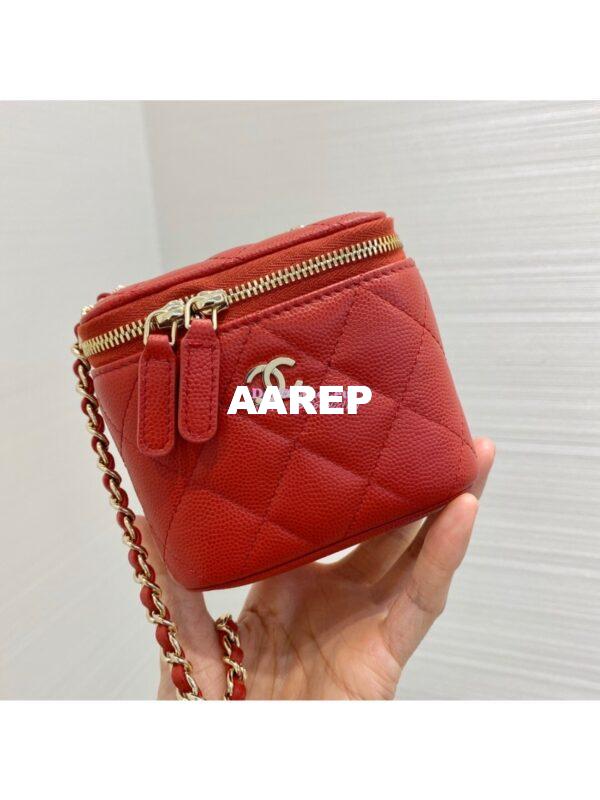 Replica Chanel Mini Vanity With Classic Chain in Grained Calfskin AP1340 Red 2