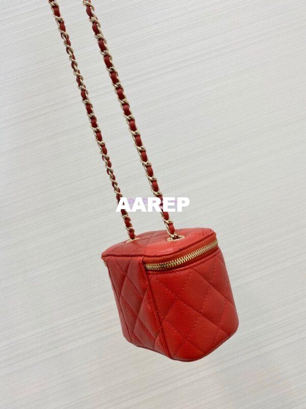 Replica Chanel Mini Vanity With Classic Chain in Grained Calfskin AP1340 Red 3