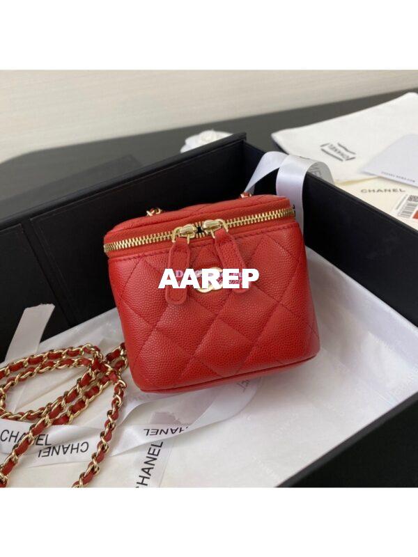 Replica Chanel Mini Vanity With Classic Chain in Grained Calfskin AP1340 Red 4