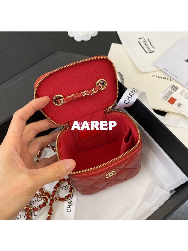 Replica Chanel Mini Vanity With Classic Chain in Grained Calfskin AP1340 Red 8