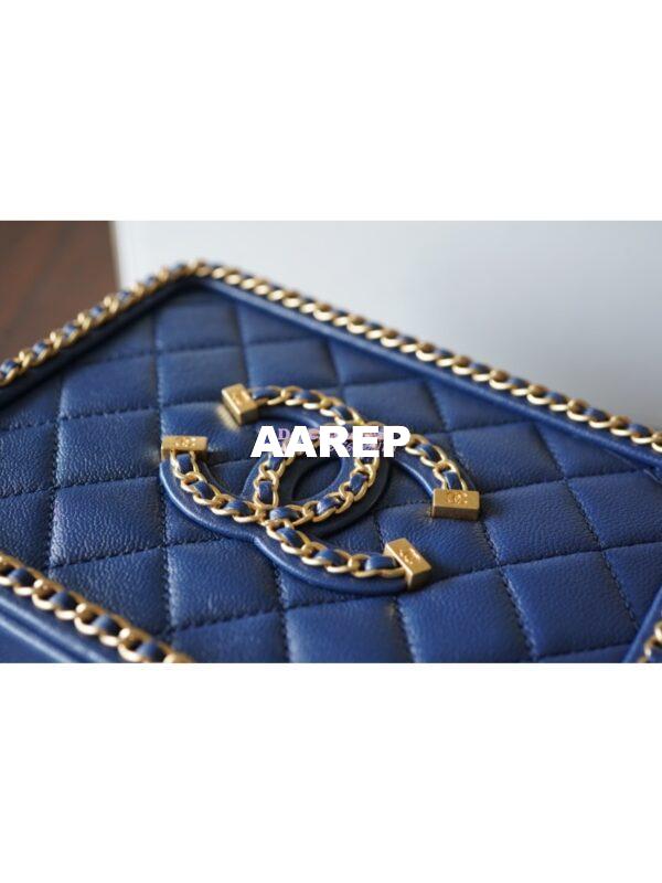 Replica Chanel Small CC Filigree Chain Around Vanity Case AS1785 Blue 2