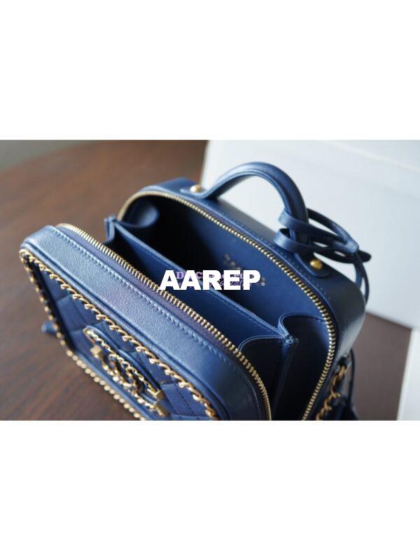 Replica Chanel Small CC Filigree Chain Around Vanity Case AS1785 Blue 7