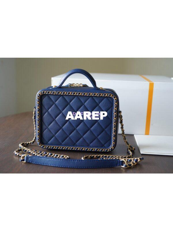 Replica Chanel Small CC Filigree Chain Around Vanity Case AS1785 Blue 9
