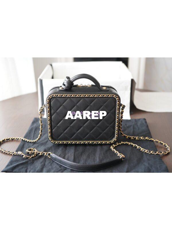 Replica Chanel Small CC Filigree Chain Around Vanity Case AS1785 Black 9