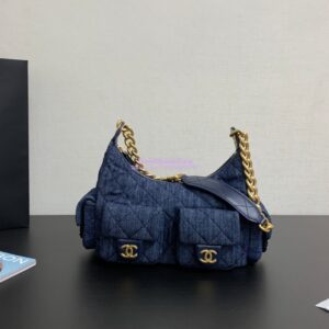 Replica Chanel 25C Large Hobo Bag Washed Denim AS5339 Denim Blue