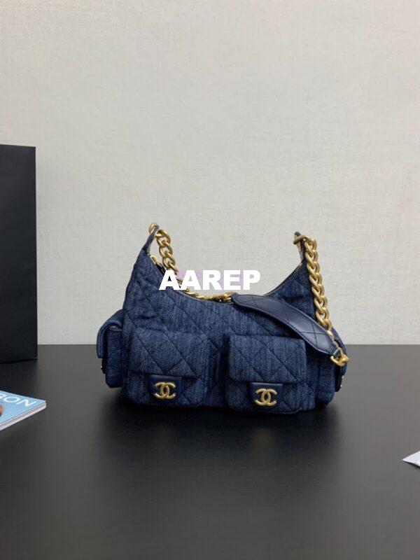 Replica Chanel 25C Large Hobo Bag Washed Denim AS5339 Denim Blue