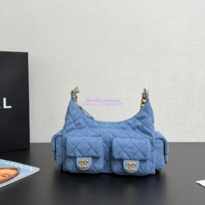 Replica Chanel 25C Large Hobo Bag Washed Denim AS5339 Light Blue