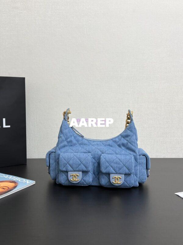 Replica Chanel 25C Large Hobo Bag Washed Denim AS5339 Light Blue 3