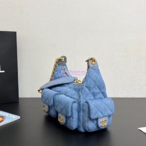 Replica Chanel 25C Large Hobo Bag Washed Denim AS5339 Light Blue 2