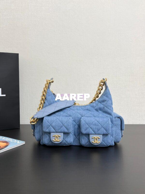 Replica Chanel 25C Large Hobo Bag Washed Denim AS5339 Light Blue 5