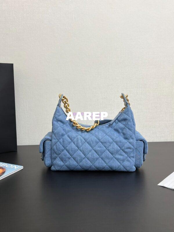 Replica Chanel 25C Large Hobo Bag Washed Denim AS5339 Light Blue 11