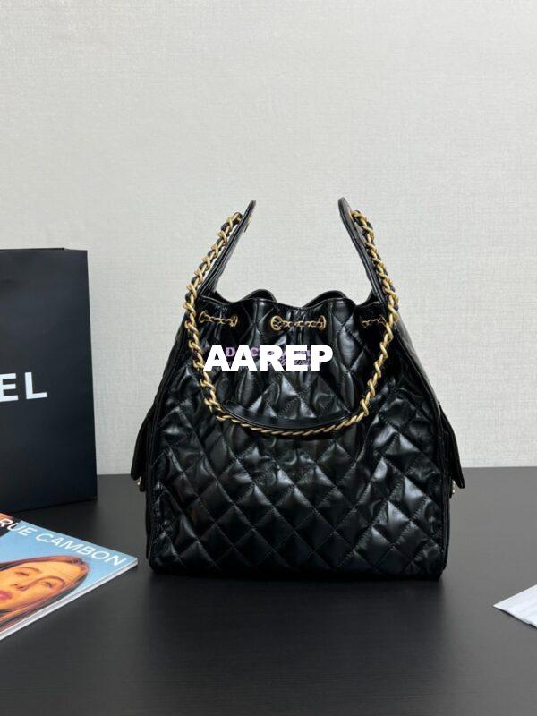 Replica Chanel 25C Large Bucket Bag in Lambskin AS5311 Black 6
