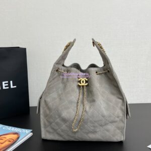Replica Chanel 25C Large Bucket Bag in Suede Goatskin AS5311 Grey