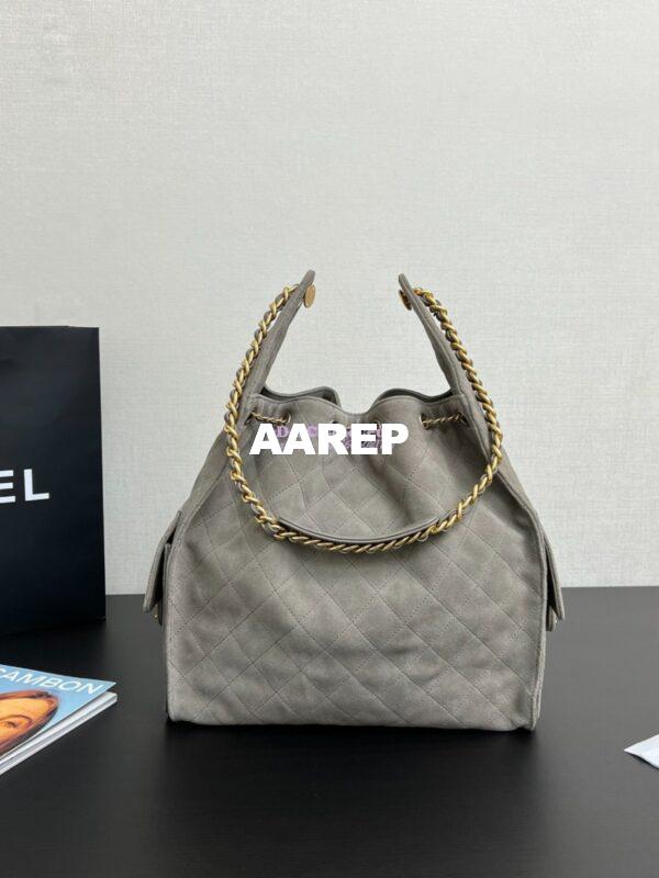 Replica Chanel 25C Large Bucket Bag in Suede Goatskin AS5311 Grey 7