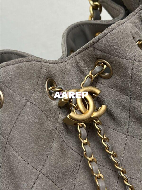 Replica Chanel 25C Small Bucket Bag in Suede Goatskin AS5293 Grey 5