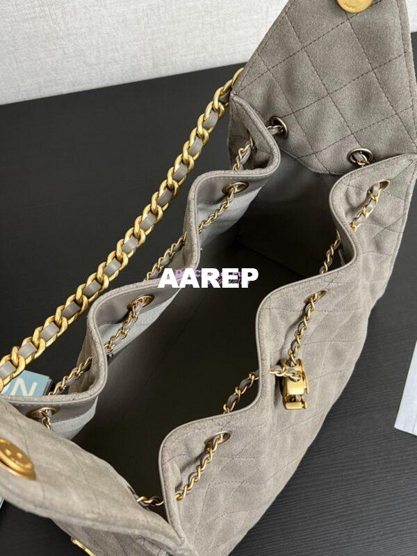 Replica Chanel 25C Small Bucket Bag in Suede Goatskin AS5293 Grey 6