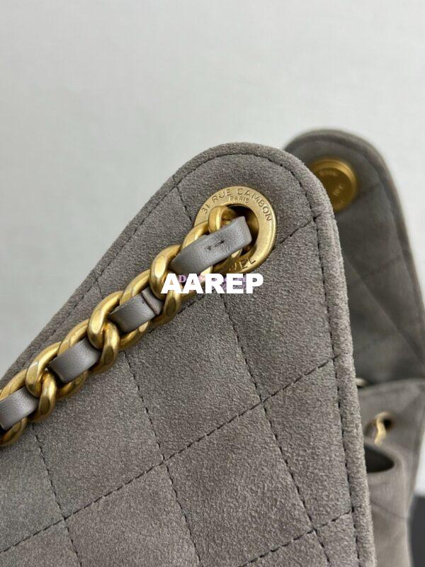 Replica Chanel 25C Small Bucket Bag in Suede Goatskin AS5293 Grey 7