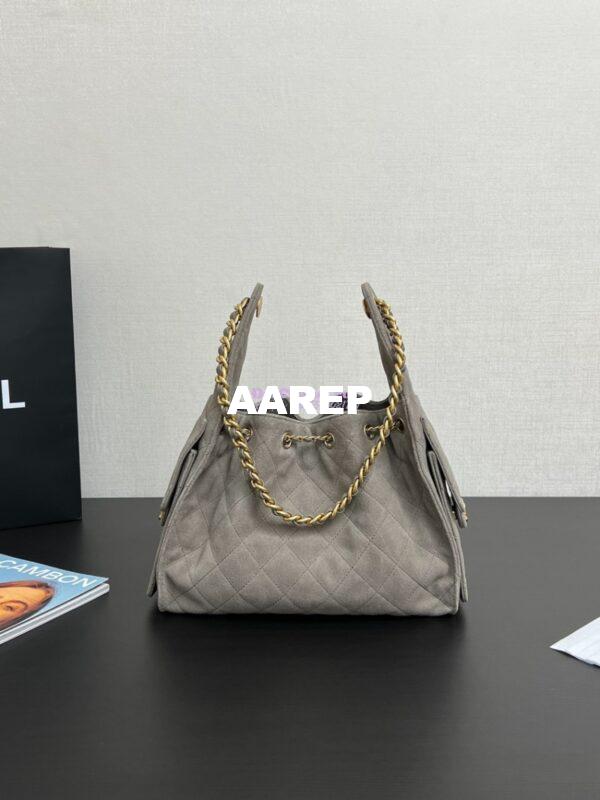 Replica Chanel 25C Small Bucket Bag in Suede Goatskin AS5293 Grey 10