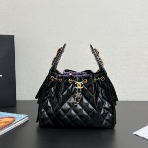 Replica Chanel 25C Small Bucket Bag in Lambskin AS5293 Black