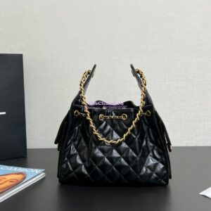 Replica Chanel 25C Small Bucket Bag in Lambskin AS5293 Black 2