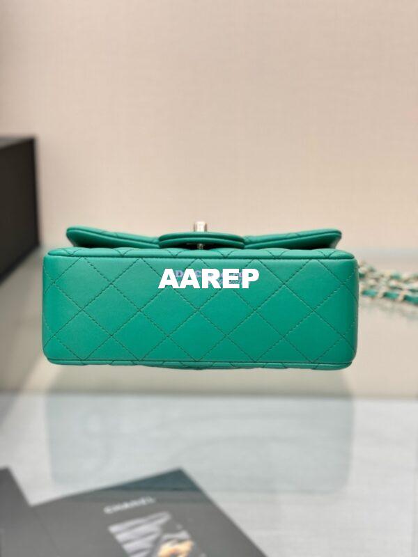 Replica Chanel Small Classic Flap CF Bag Lambskin Shining Light Gold Hardware 20cm in New Light Green 8