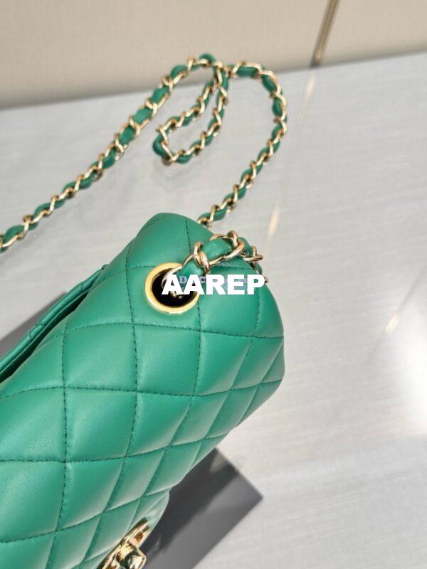 Replica Chanel Small Classic Flap CF Bag Lambskin Shining Light Gold Hardware 20cm in New Light Green 11