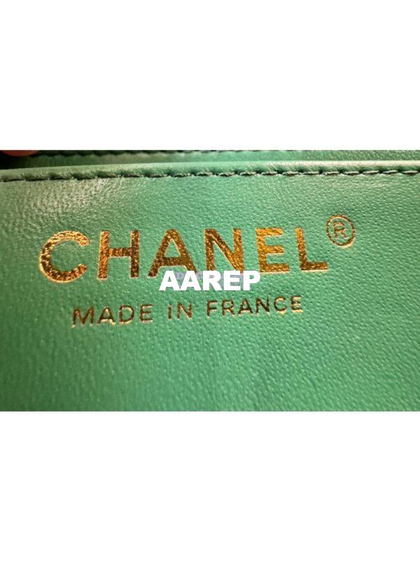 Replica Chanel Small Classic Flap CF Bag Lambskin Shining Light Gold Hardware 20cm in New Light Green 14