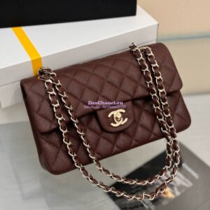 Replica Chanel Small Classic Double Flap Bag 23cm Grainy Caviar Dark Brown
