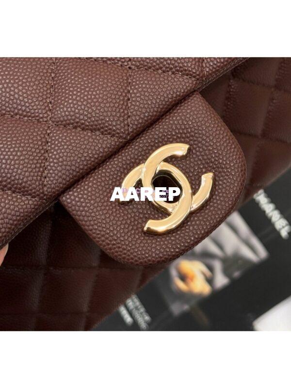 Replica Chanel Small Classic Double Flap Bag 23cm Grainy Caviar Dark Brown 5
