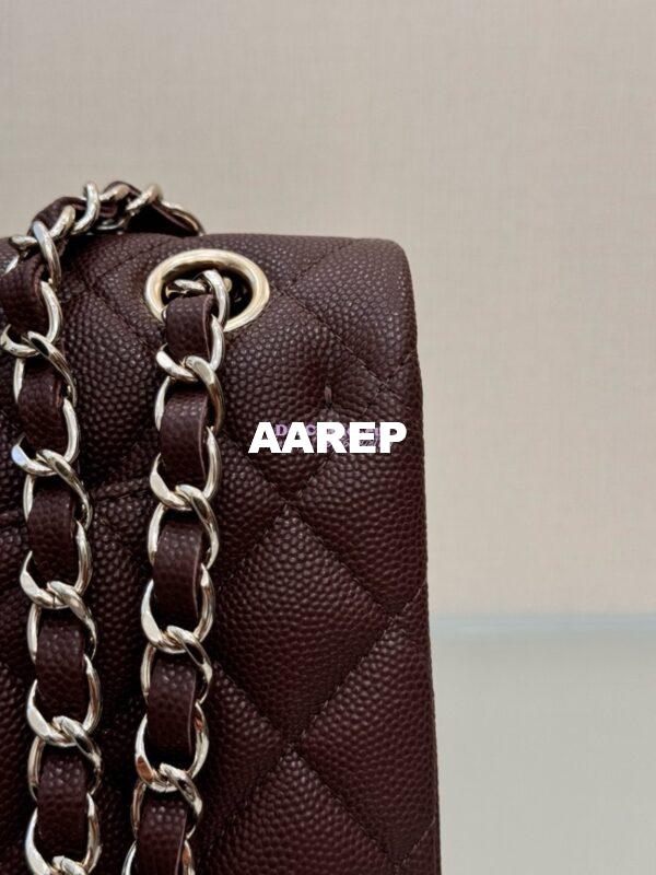 Replica Chanel Small Classic Double Flap Bag 23cm Grainy Caviar Dark Brown 6
