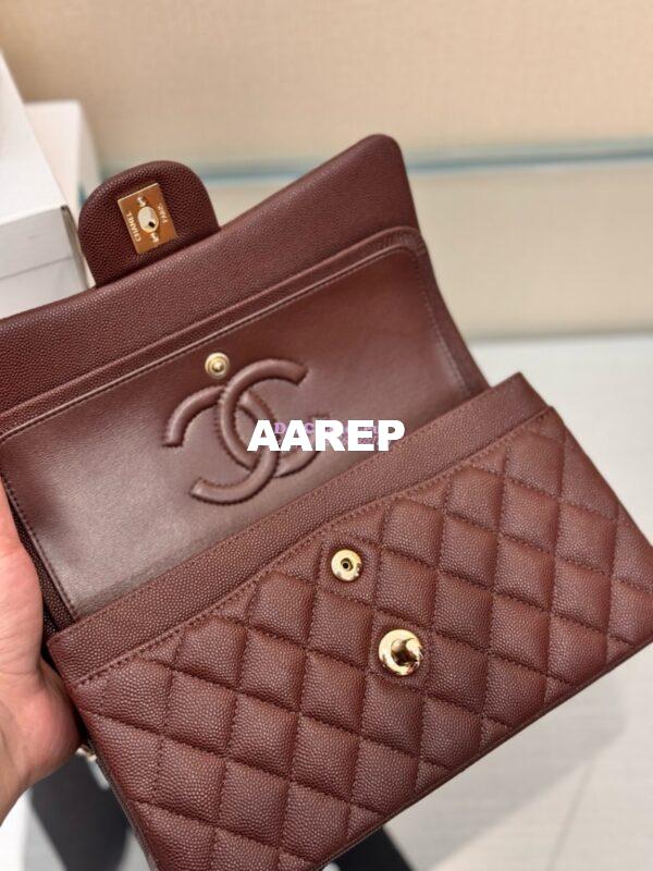 Replica Chanel Small Classic Double Flap Bag 23cm Grainy Caviar Dark Brown 7