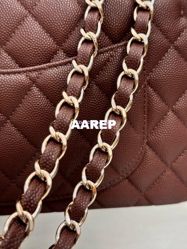 Replica Chanel Small Classic Double Flap Bag 23cm Grainy Caviar Dark Brown 9