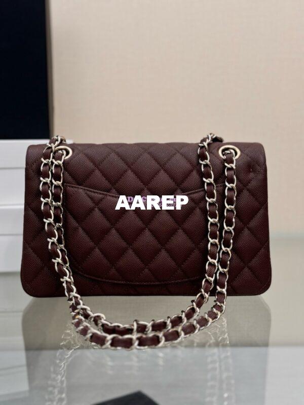 Replica Chanel Small Classic Double Flap Bag 23cm Grainy Caviar Dark Brown 10