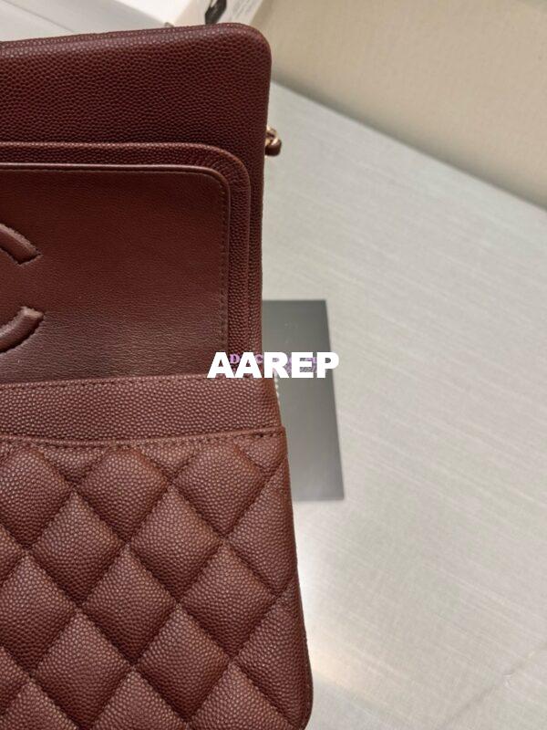 Replica Chanel Small Classic Double Flap Bag 23cm Grainy Caviar Dark Brown 11