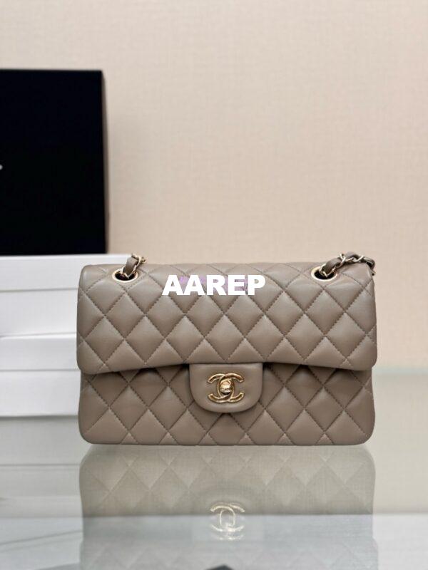 Replica Chanel Small Classic Double Flap Bag 23cm Lambskin Storm Grey 3