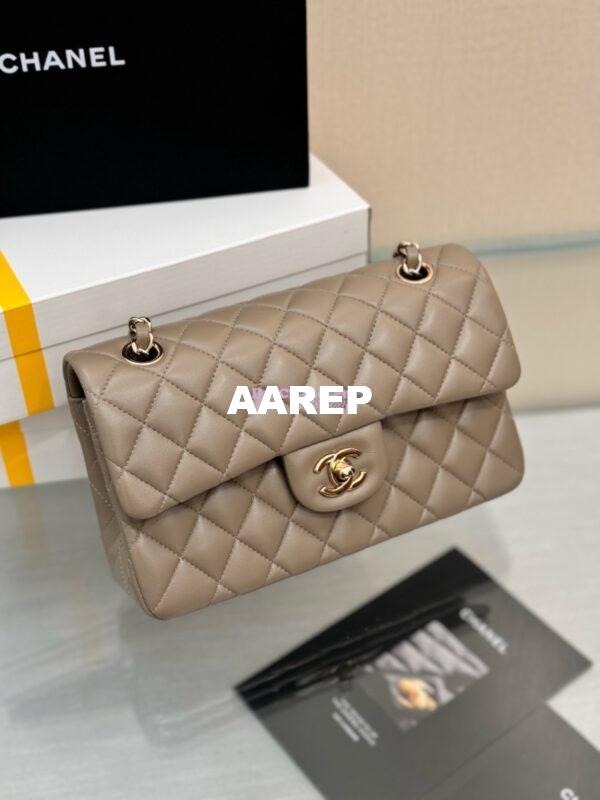 Replica Chanel Small Classic Double Flap Bag 23cm Lambskin Storm Grey 4