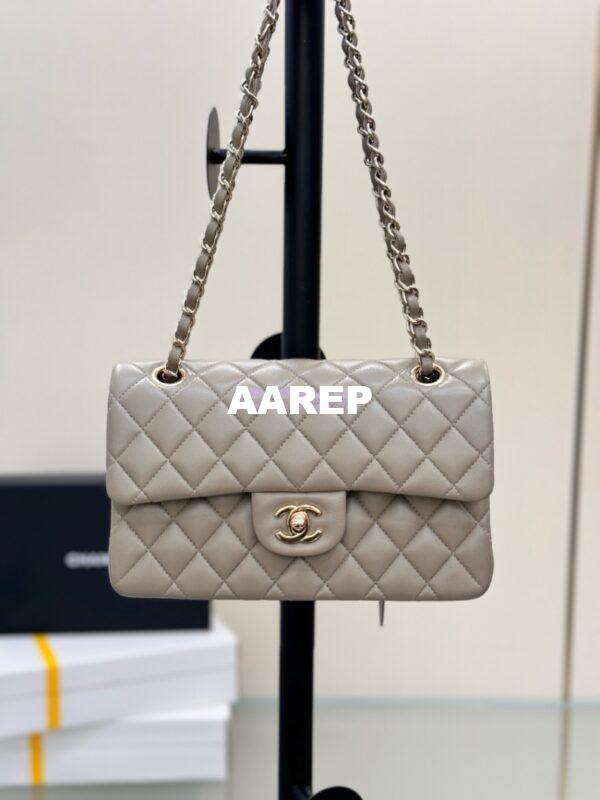 Replica Chanel Small Classic Double Flap Bag 23cm Lambskin Storm Grey 5
