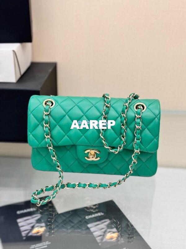 Replica Chanel Small Classic Double Flap Bag 23cm Lambskin New Light Green 3
