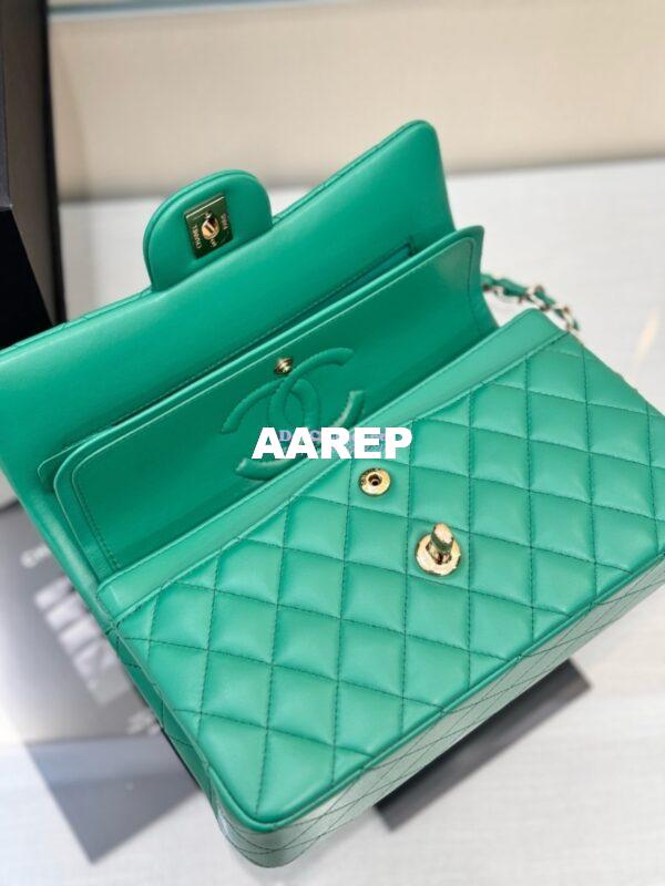 Replica Chanel Small Classic Double Flap Bag 23cm Lambskin New Light Green 10