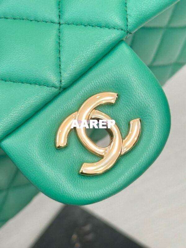 Replica Chanel Small Classic Double Flap Bag 23cm Lambskin New Light Green 12