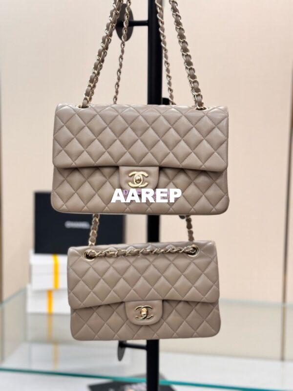 Replica Chanel CF 1112 Classic Flap Bag Qulited Lambskin with Light Gold Hardware in Storm Grey 3