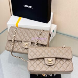 Replica Chanel CF 1112 Classic Flap Bag Qulited Lambskin with Light Gold Hardware in Storm Grey 2