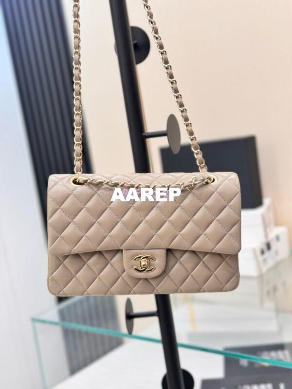 Replica Chanel CF 1112 Classic Flap Bag Qulited Lambskin with Light Gold Hardware in Storm Grey 5