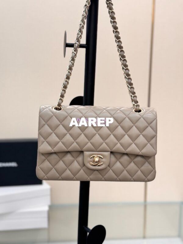Replica Chanel CF 1112 Classic Flap Bag Qulited Lambskin with Light Gold Hardware in Storm Grey 6